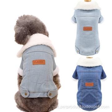 jeans con colletto in lana Giacca in denim per animali domestici Cappotto per cani